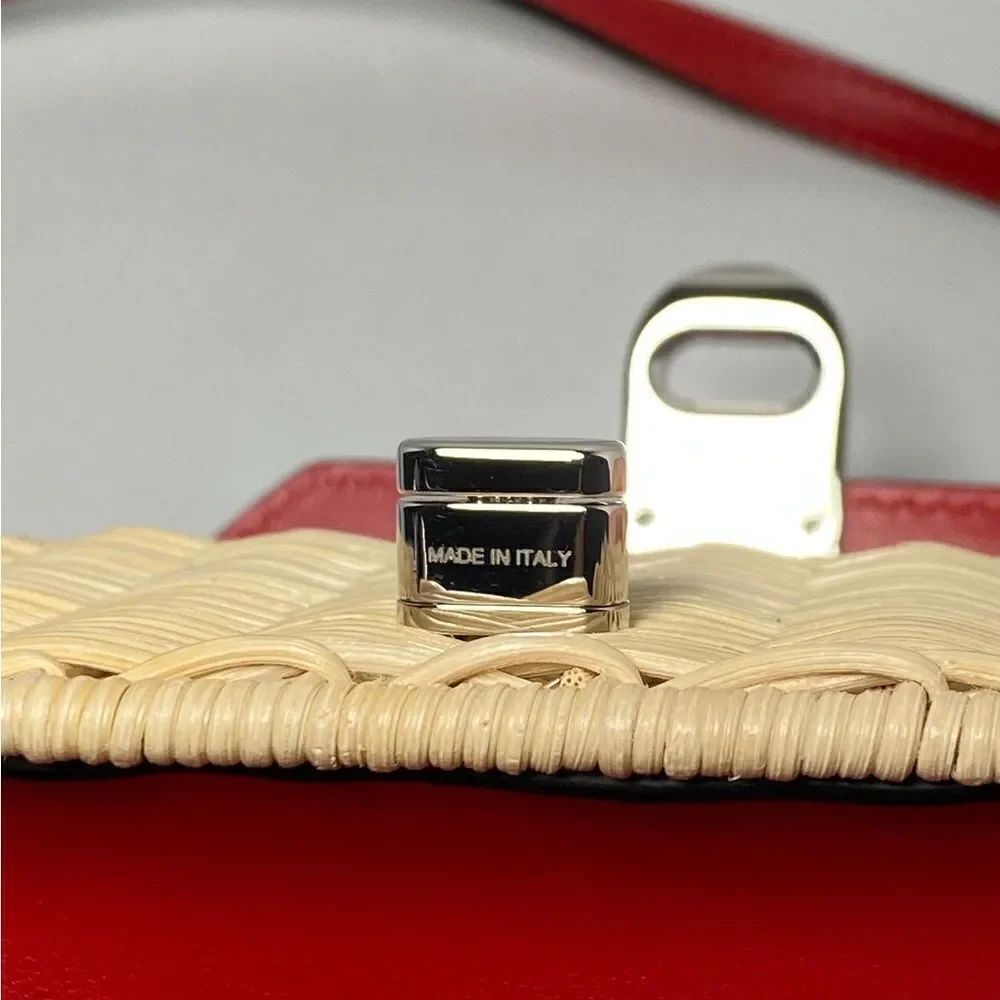 Christian Louboutin Elisa Nano leather and raffia tote - Picture 12 of 16